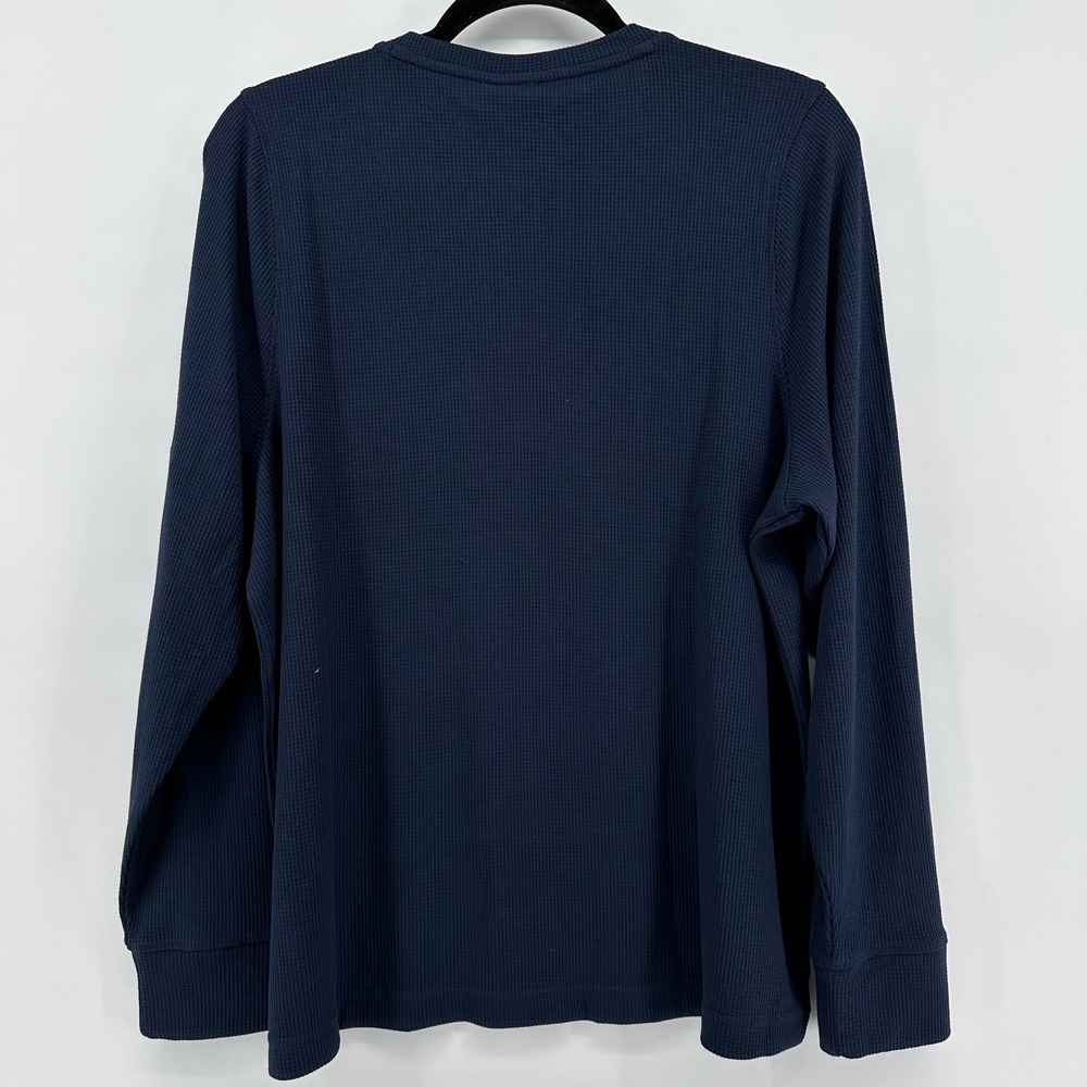 Cozy Earth Womens Bamboo Waffle Knit Long Sleeve Henley Navy Blue Size L NEW - Picture 2 of 11